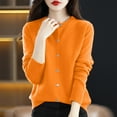 thumbnail image 1 of Amidoa Cardigan Sweaters for Women Trendy Long Sleeve Orange Button up Solid Light Knit Cardigans Women's Cardigans M, 1 of 3