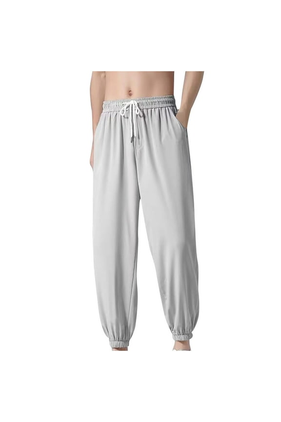Amidoa Casual Jogger Pants Men Elastic Waist Drawstring Solid Running Sweatpants Clearance Mens Pants L