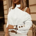 thumbnail image 1 of Amidoa Cheeky Sweater Tops for Women White Long Sleeve Off the Shoulder Workout Solid Knit Sweaters Women's Cardigans M, 1 of 6