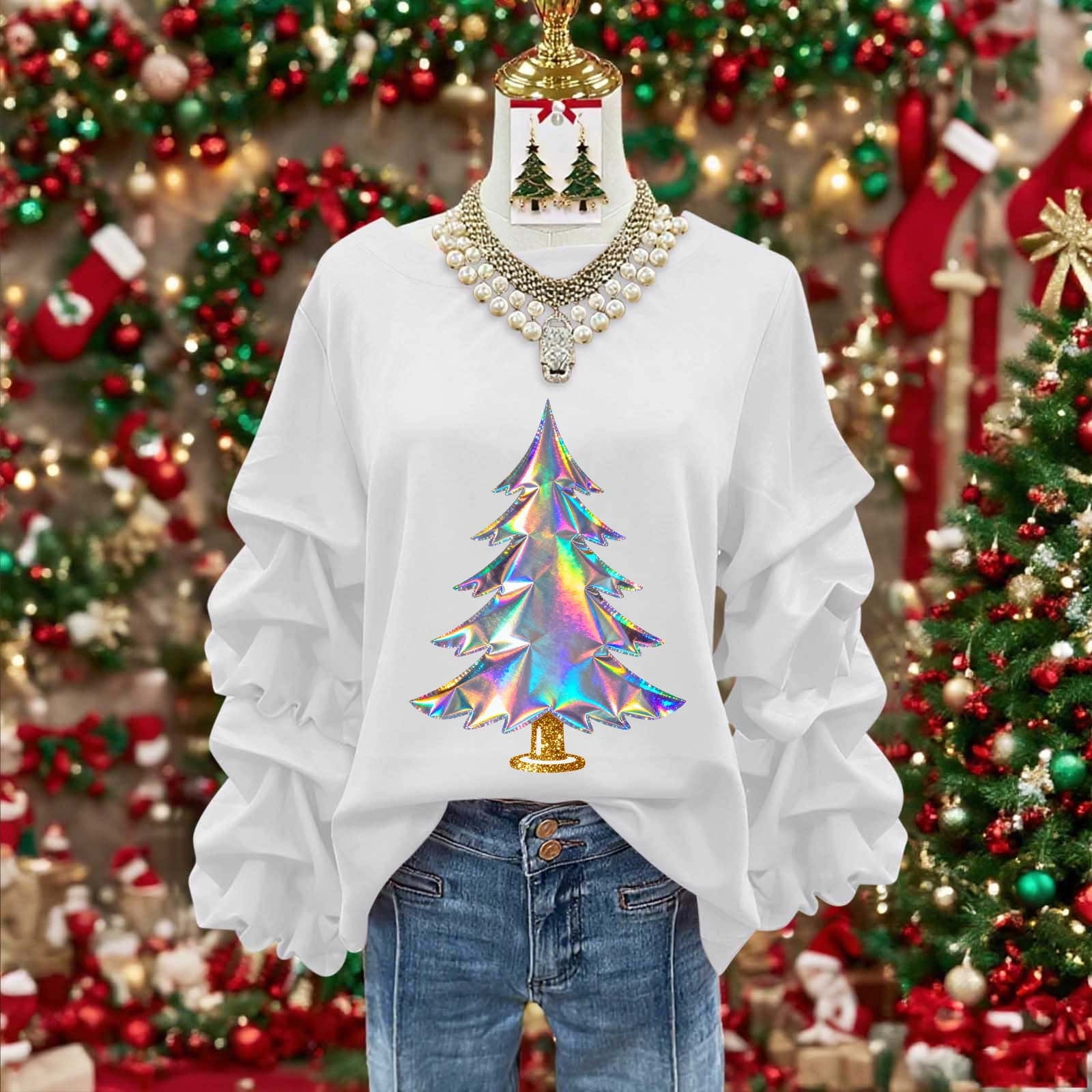 Merry Twisted Rib Christmas Loose Long Sleeve Top main image 1