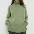 thumbnail image 1 of Amidoa Chunky Womens Sweaters Long Sleeve Turtleneck Green Plus Size Side Split Warm Sweaters Women's Sweaters S, 1 of 6
