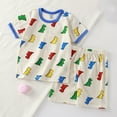 thumbnail image 1 of Amidoa Cotton Boys Girls 2 Piece Outfits Summer Clothes T Shirt Short Sleeve and Casual Short Kids Clothing Sets Blue Size 6, 1 of 5