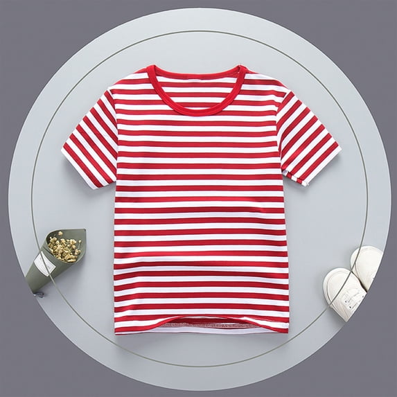 Amidoa Cotton Girls Short Sleeve Graphic Crewneck T-shirt Casual Cute Summer Soft Tee,Red,10-11Years
