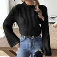 thumbnail image 1 of Amidoa Crochet Sweaters for Women Crop Long Sleeve Black Solid Flared Cheeky Sweaters Womens Sweaters Cardigan L, 1 of 6