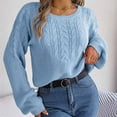 thumbnail image 1 of Amidoa Crop Women's Sweaters Long Sleeve Cable Knit Blue Lightweight Fall Solid Sweaters Cardigans for Women L, 1 of 4