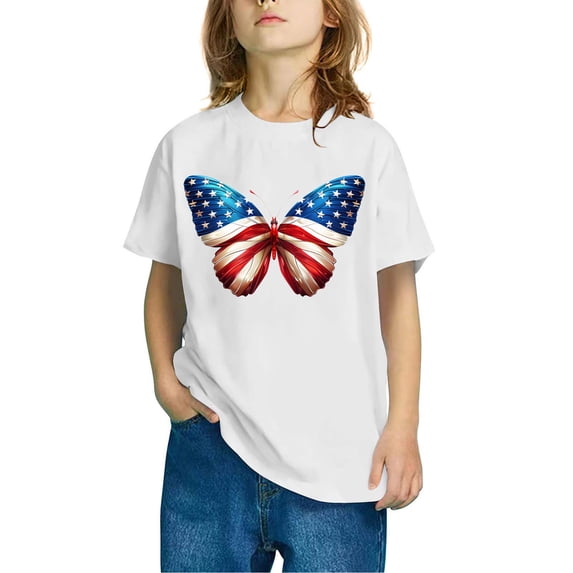 Amidoa Cute Girls Short Sleeve Graphic Crewneck Summer Casual Cotton Tee White,150