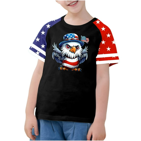 Amidoa Cute Girls Short Sleeve Graphic Crewneck Summer Casual Tee Black,120
