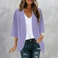 thumbnail image 1 of Amidoa Cutout Cardigans for Women 3/4 Sleeve Kimono Purple Open Front Summer Long Cardigans Sweater Tops for Women XL, 1 of 6