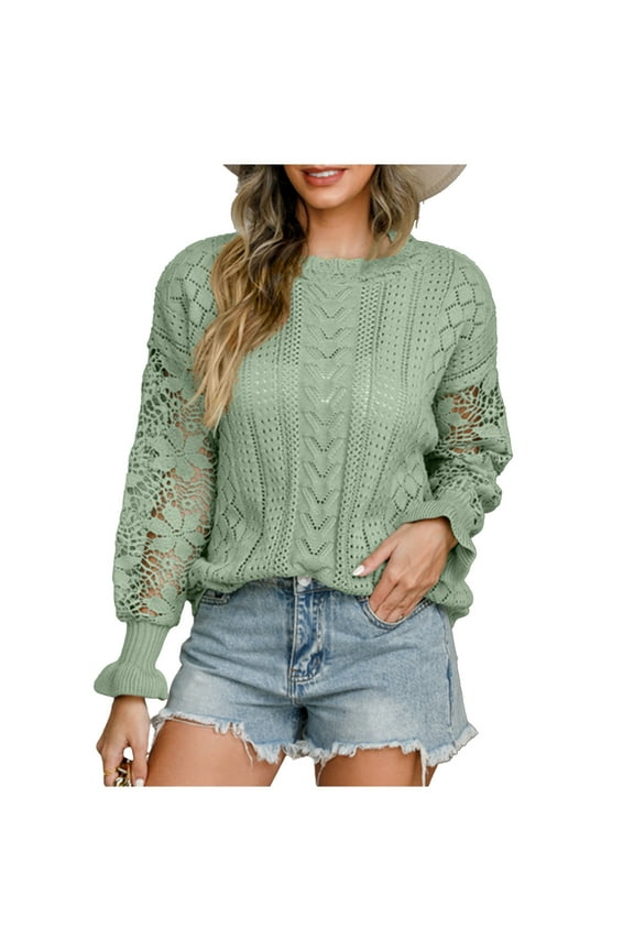 Cutout Sweaters for Women 2025 Crochet Long Sleeve Green Workout Elegant Sweaters Womens Sweaters Cardigan XL