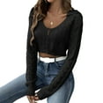 thumbnail image 1 of Amidoa Cutout Womens Sweaters Crop Long Sleeve Black Light Cheeky Collared Sweaters Womens Sweaters Cardigan L, 1 of 4