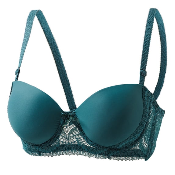 Amidoa Demi Womens Bra Balconette Lace Underwire Green Low Cut Push up Bra Bralettes for Women 36