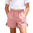 thumbnail image 1 of Amidoa Elastic Waist Girl Shorts Solid Color Casual Summer Baggy Shorts, 1 of 8