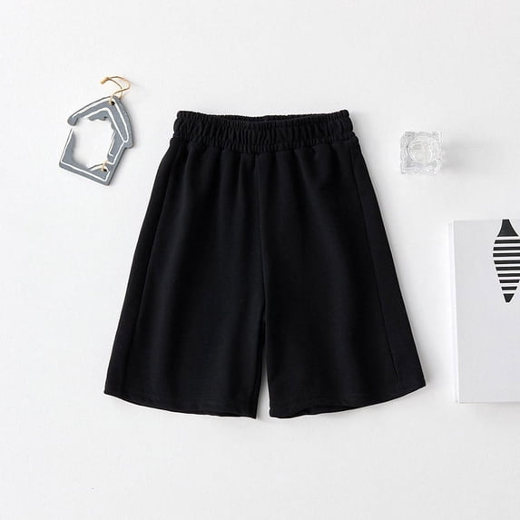 Amidoa Elastic Waist Girl Shorts Solid Color Casual Summer Lightweight Cotton Sports Shorts