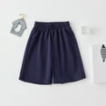 thumbnail image 1 of Amidoa Elastic Waist Girl Shorts Solid Color Casual Summer Lightweight Cotton Sports Shorts,Navy,13-14Years, 1 of 3