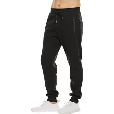 Amidoa Elastic Waist Jogger Pants Men Drawstring Solid Fleece Lined Workout Active Sweatpants Pants for Men Winter L