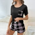 thumbnail image 1 of Amidoa Elastic Waist Ladies Pajamas Clearance Short Sleeve Plaid Pajama Sets Women Pajama Pants, 1 of 8