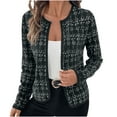 thumbnail image 1 of Amidoa Elegant Womens Coats Workout Black Open Front Cardigan Jacquard Slimming Long Sleeve Coats Women Jacket L, 1 of 5