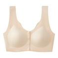 thumbnail image 1 of Amidoa Front-Close Womens Bras T-Shirt Seamless Beige Solid Breastfeeding Bra Brasieres for Womens L, 1 of 2