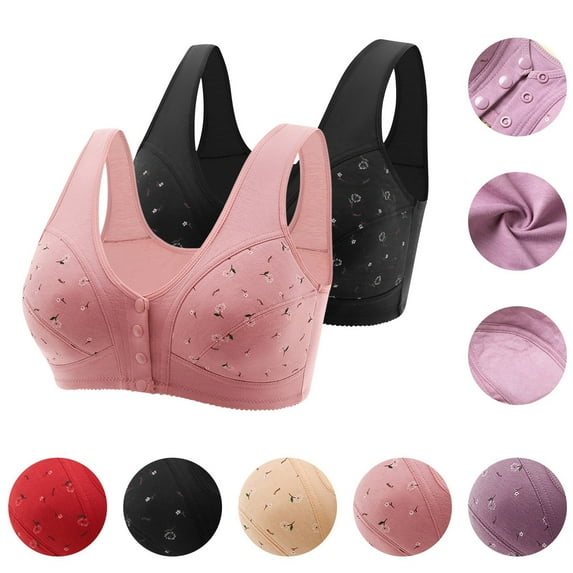 Amidoa Front Closure Bras for Women Full-Figure 2 Pcs Bras 90 S Outfits for Women L
