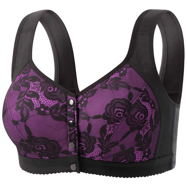 Amidoa Front Closure Womens Bras Large Bust Purple Full Coverage ...