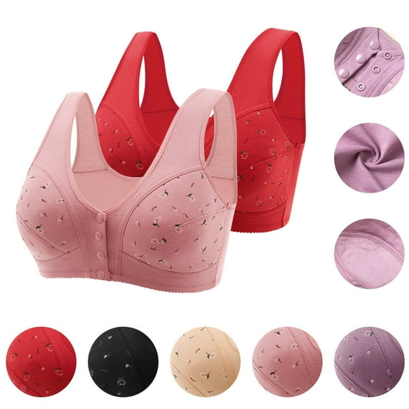 Amidoa Full-Figure Bras for Teens Front Closure 2 Pcs Bras Clearance Bras XXXXXL