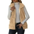 thumbnail image 1 of Amidoa Full-Zip Women's Coats Fleece Yellow Utility Vest Lapel Collar Sleeveless Pockets Outerwear Jacket for Women M, 1 of 7