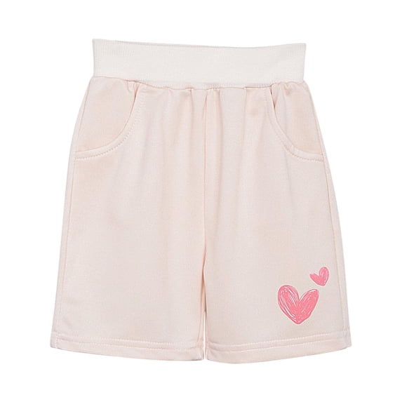 Amidoa Girl Shorts Elastic Waist With Pockets Summer Casual Lightweight Cotton Sports Shorts,Beige,100
