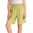 thumbnail image 1 of Amidoa Girl Shorts Elastic Waist With Pockets Wide Leg High Waisted Casual Baggy Summer Shorts,Yellow,7-8 Years, 1 of 6