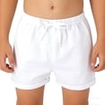 thumbnail image 1 of Amidoa Girl Shorts Solid Color Elastic Waist Drawstring Summer Lightweight Casual Sports Shorts,White,7-8Years, 1 of 6