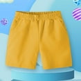 thumbnail image 1 of Amidoa Girl Shorts Solid Color Elastic Waist Summer Baggy Casual Shorts,Yellow,130, 1 of 5