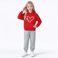 thumbnail image 1 of Amidoa Girls 2 Piece Outfits Fall Winter Clothes Hooded Print Long Sleeve Top and Pants Kids Clothing Sets Red Size 13 Years, 1 of 3