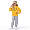 thumbnail image 1 of Amidoa Girls 2 Piece Outfits Fall Winter Clothes Hooded Print Long Sleeve Top and Pants Kids Clothing Sets Yellow Size 13 Years, 1 of 3