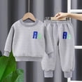 thumbnail image 1 of Amidoa Girls 2 Piece Outfits Fall Winter Clothes Print Cotton Long Sleeve Sweatshirt and Casual Pants Kids Clothing Sets Size Gray 2 Years, 1 of 9