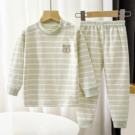 Amidoa Girls 2 Piece Outfits Fall Winter Clothes Print Cotton Top Long Sleeved and Elastic Waist Pants Kids Clothing Sets Green 3 Years