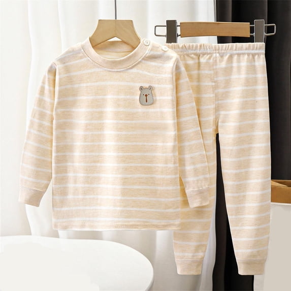Amidoa Girls 2 Piece Outfits Fall Winter Clothes Print Cotton Top Long Sleeved and Elastic Waist Pants Kids Clothing Sets Khaki 7 Years