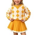 thumbnail image 1 of Amidoa Girls 2 Piece Outfits Fall Winter Clothes Solid Color Long Sleeve Top and Casual Pants Kids Clothing Sets Size Yellow 5-6 Years, 1 of 5