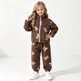 thumbnail image 1 of Amidoa Girls 2 Piece Outfits Fuzzy Fleece Zip Up Jackets and Jogger Pant Casual Winter Warm Sweatsuit SetsSize Brown 7-8 Years, 1 of 6