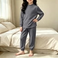 thumbnail image 1 of Amidoa Girls 2 Piece Outfits Soft Cute Long Sleeve Top and Pants Fall Winter Kids Clothing Sets Gray Size 12, 1 of 6