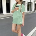 thumbnail image 1 of Amidoa Girls 2 Piece Outfits Summer Clothes Floral Print Short Sleeve Cute T-Shirt and Casual Shorts Kids Clothing Sets Green Size 7, 1 of 6