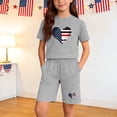 thumbnail image 1 of Amidoa Girls 2 Piece Outfits Summer Clothes Short Sleeve Cotton Floral Print T-Shirt and Shorts Casual Kids Clothing Sets Gray Size 11, 1 of 9