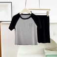 thumbnail image 1 of Amidoa Girls 2 Piece Outfits Summer Clothes Short Sleeve Cute T-Shirt and Casual Shorts Kids Clothing Sets,Black Size 14, 1 of 5