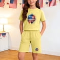 thumbnail image 1 of Amidoa Girls 2 Piece Outfits Summer Clothes Short Sleeve Floral Print Cotton T-Shirt and Shorts Casual Kids Clothing Sets Yellow Size 6, 1 of 9