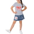 thumbnail image 1 of Amidoa Girls 2 Piece Outfits Summer Clothes Soft Short Sleeve Print T Shirts and Casual Shorts Kids Clothing Sets Gray Size 4T, 1 of 6