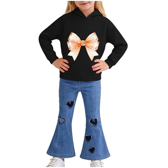 Amidoa Girls 2 Piece Outfits Summer Clothes T-Shirts Cotton Print Graphic Long Sleeve and Elastic Waist Casual Shorts Kids Clothing Sets Black Size 4T
