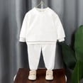 thumbnail image 1 of Amidoa Girls 2 Piece Outfits Summer Clothes T-Shirts Cute Cotton Solid Color Long Sleeve and Casual Shorts Kids Clothing Sets White Size 2T, 1 of 5