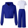 thumbnail image 1 of Amidoa Girls 2 Piece Outfits Summer Clothes T-Shirts Cute Solid Color Short Sleeve and Casual Shorts Kids Clothing Se Blue Size 12, 1 of 4