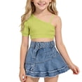 thumbnail image 1 of Amidoa Girls 2 Piece Outfits Summer Clothes Tank Top Cotton Short Sleeve Solid Color T-Shirt and Casual Shorts Kids Clothing Sets Green Size 8, 1 of 9