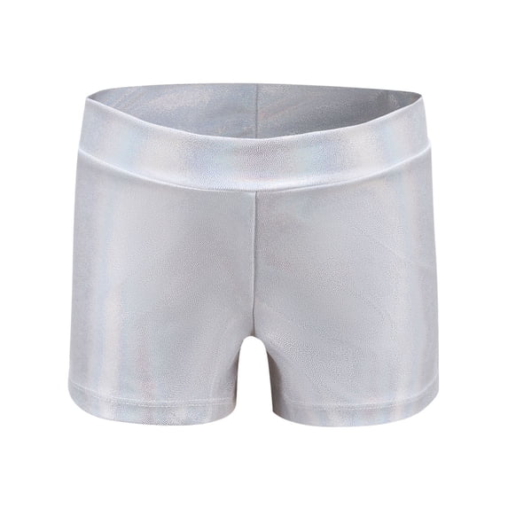 Amidoa Girls Athletic Shorts Baggy Elastic Waist Shorts Quick Dry Dance Shorts Silver Size 8