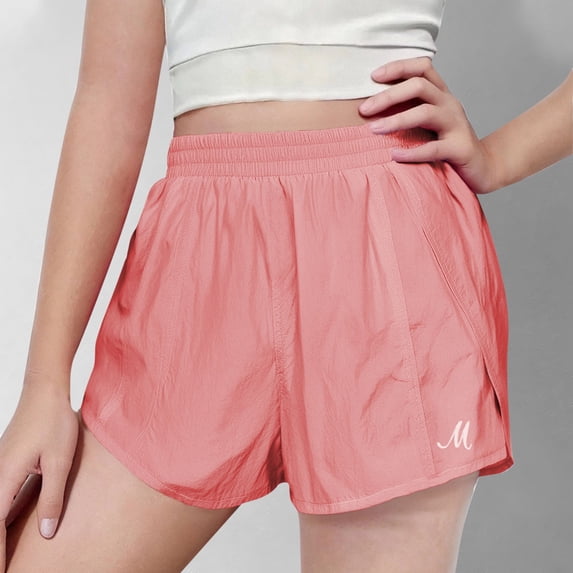 Amidoa Girls Athletic Shorts Baggy Elastic Waist Shorts Quick Dry Running Shorts Pink Size 12