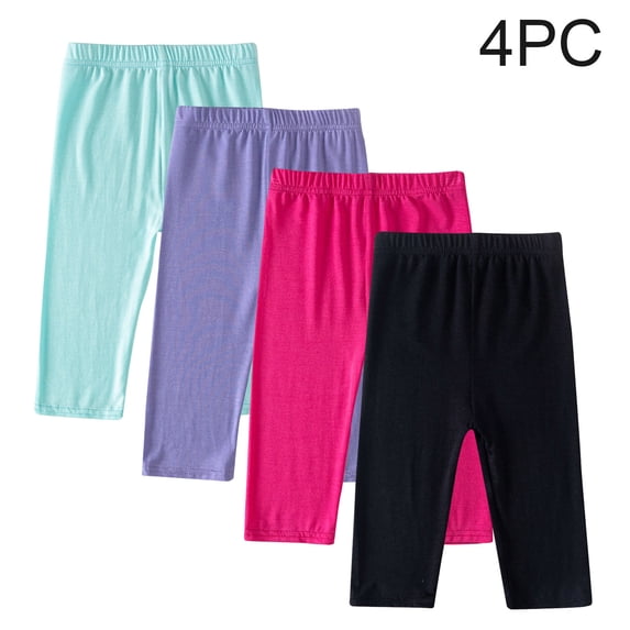 Amidoa Girls Capri Leggings Stretch Athletic Cropped Pants Basic Casual Soft Pants Mint Green 6 Years